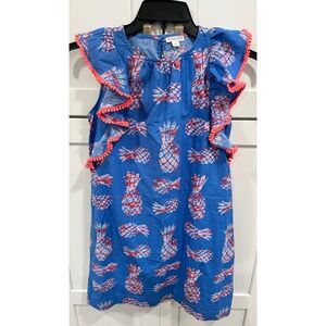 Crewcuts Girls‎ Pineapple Print Dress Size 12 Sleeveless Ruffle Trim